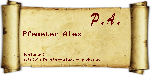 Pfemeter Alex névjegykártya